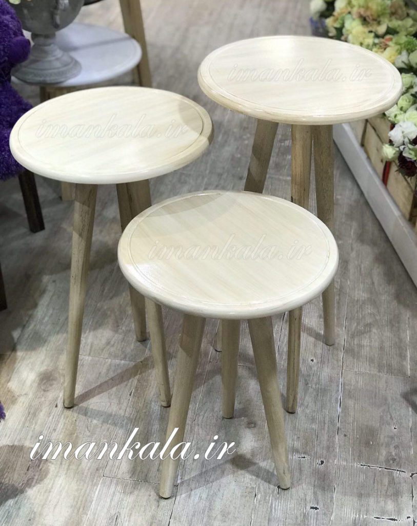 میز چوبی گرد ۳ تایی