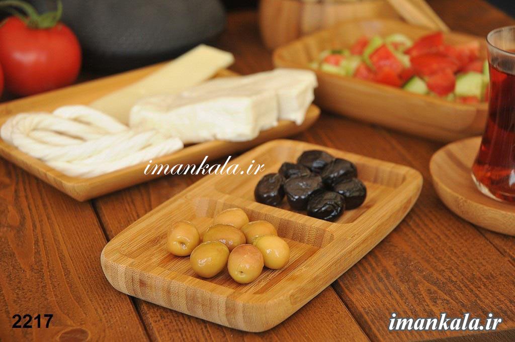 bambu 2217 Ganberi ظرف سرو اردو پذیرایی بامبو مستطیل ۲ خانه بامبو ترک ترکیه