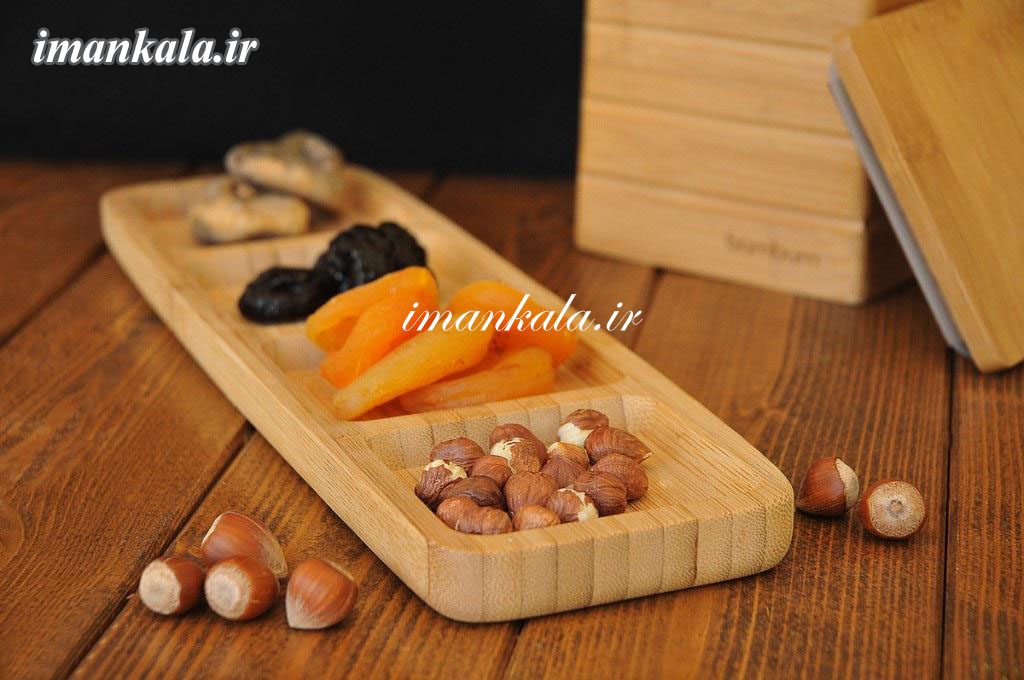 bambu 2218 Ganberi ظرف سرو اردو پذیرایی بامبو مستطیل ۴ خانه بامبو ترک ترکیه