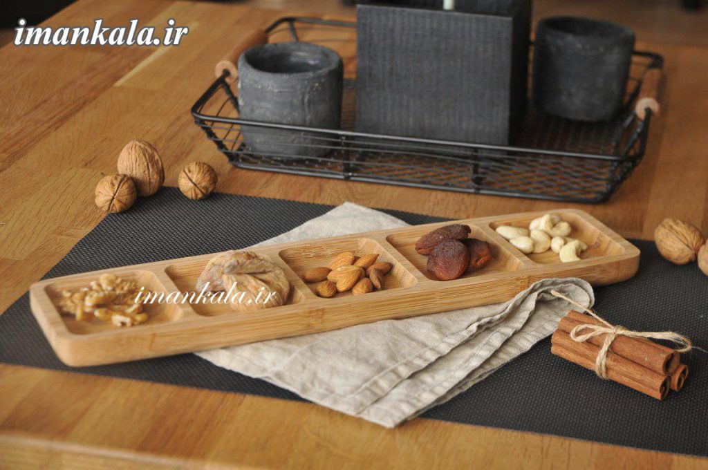 bambu 2452 Ganberi ظرف سرو اردو پذیرایی بامبو مستطیل ۵ خانه بامبو ترک ترکیه