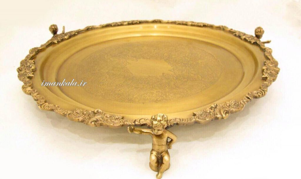 سینی برنجی گرد پایه دار فرشته 4540