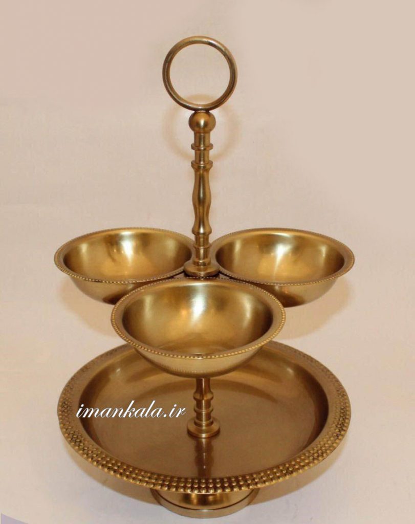 ظرف برنجی سرو پذیرایی ۲ طبقه دارای اردو ۳ خانه 4584