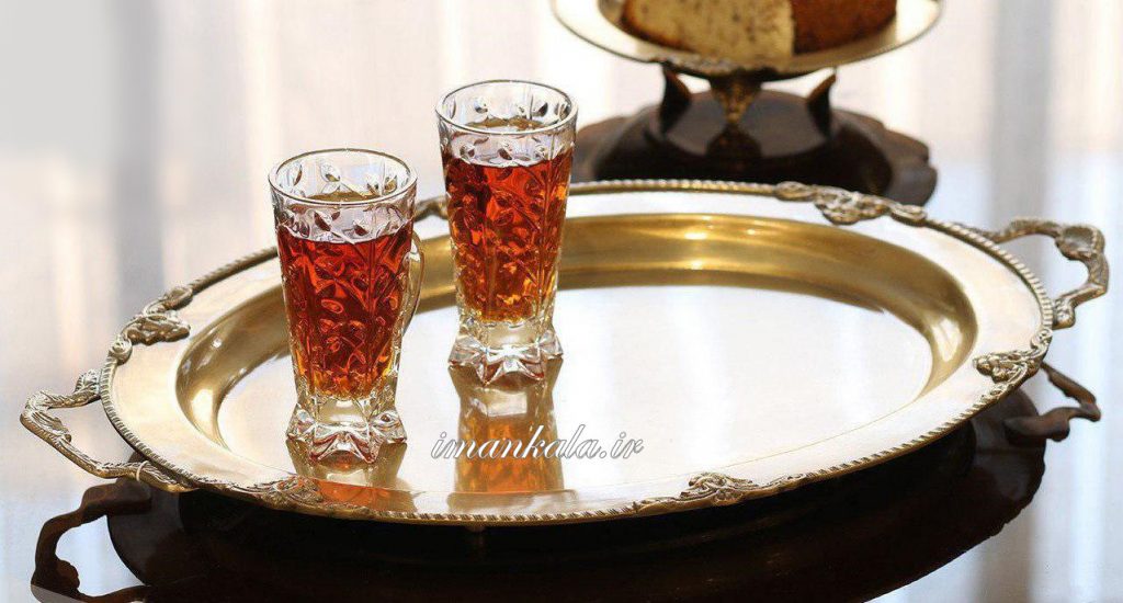 سینی برنجی بیضی دسته دار 4607