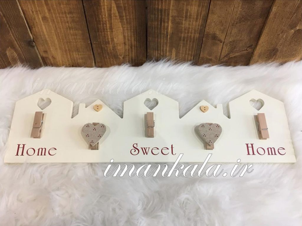 گیره عکس چوبی قلب 5 تایی Sweet Home