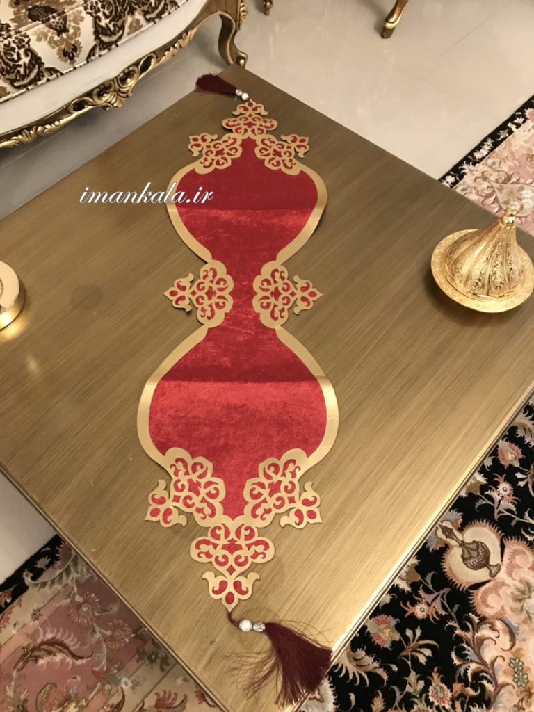 رانر طرح پاپیون منگوله دار مخمل و چرم ترک ترکیه