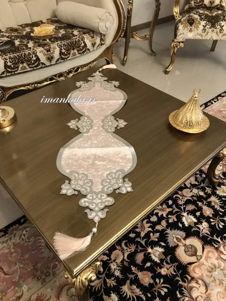 رانر طرح پاپیون منگوله دار مخمل و چرم ترک ترکیه