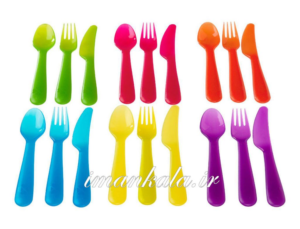 101.929.61 ikea قاشق چنگال کارد چاقو ۱۸ پارچه ۶ رنگ ایکیا اصل