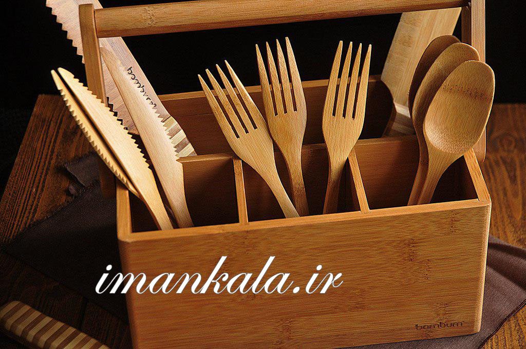 bambu 2255 Tetra جای قاشق چنگال کارد ابزار و لوازم آشپزخانه دسته دار بامبو ترک ترکیه
