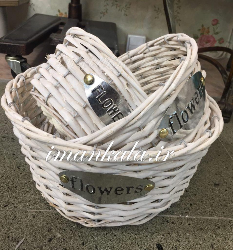 flowers سبد حصیری گرد 3 تایی 3 اندازه فلاورز