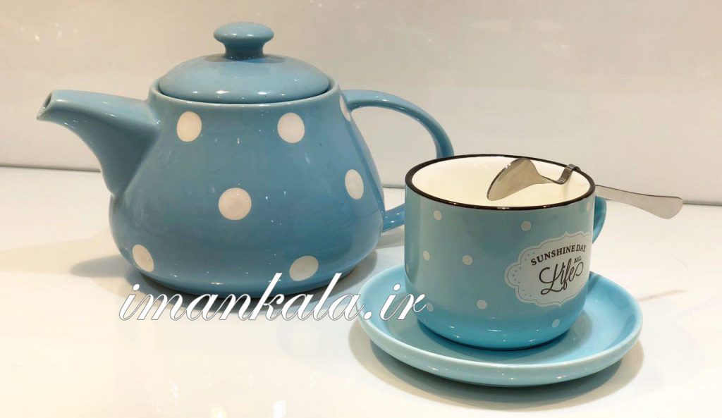 قوری و فنجان نعلبکی قاشق دار خال خالی  زارا هوم zara home
