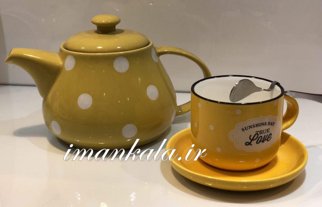 قوری و فنجان نعلبکی قاشق دار خال خالی زارا هوم zara home
