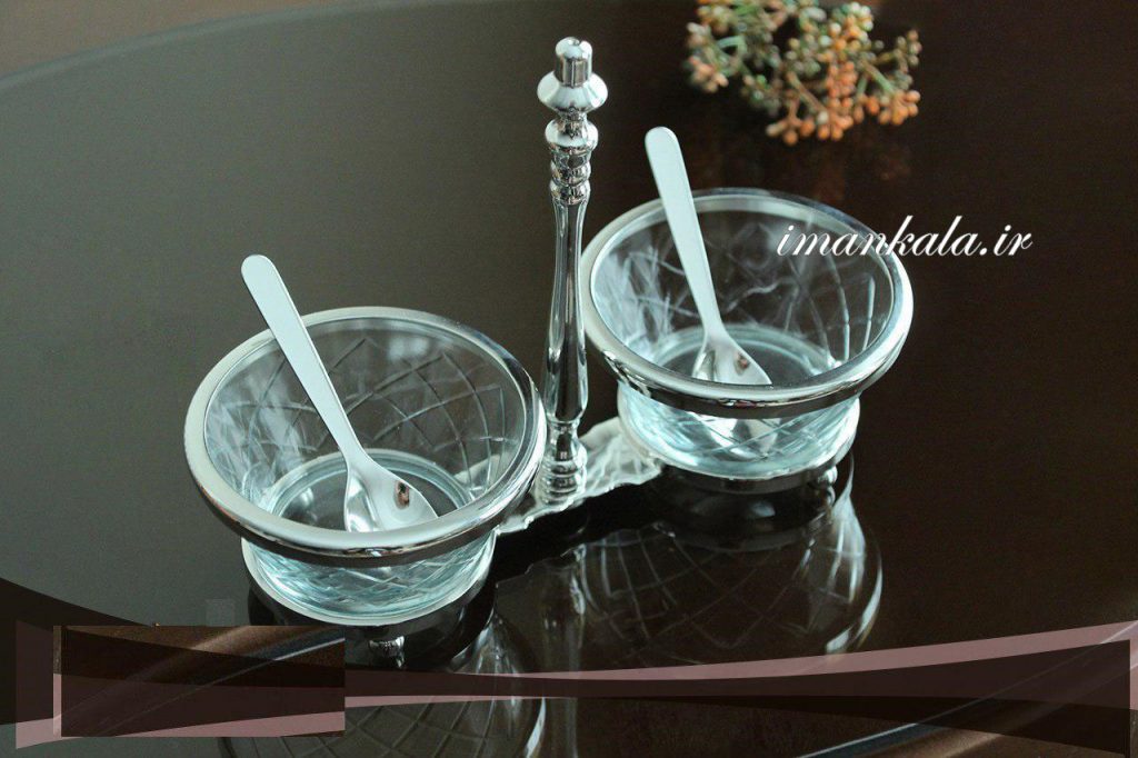 5041 ست ظرف پذیرایی و اردو قاشق دار دسته دار 2 خانه مربا عسل ترشی