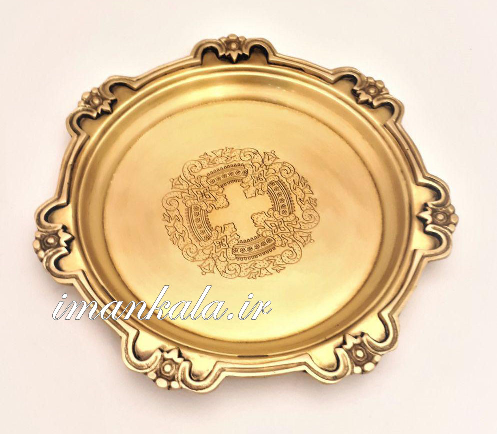 6537 ظرف پذیرایی برنجی گرد شیرینی میوه