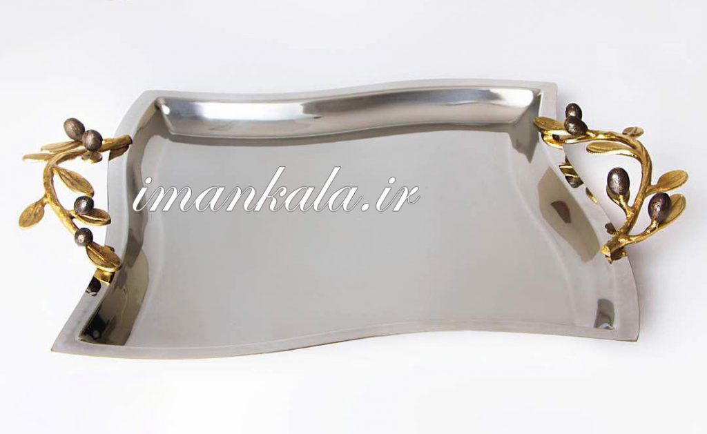 95146 سینی استیل ذوزنقه منحنی دسته برنجی
