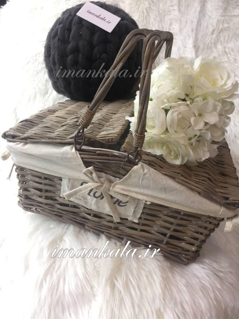سبد حصیری درب دار دسته دارپیک نیک جای لوازم