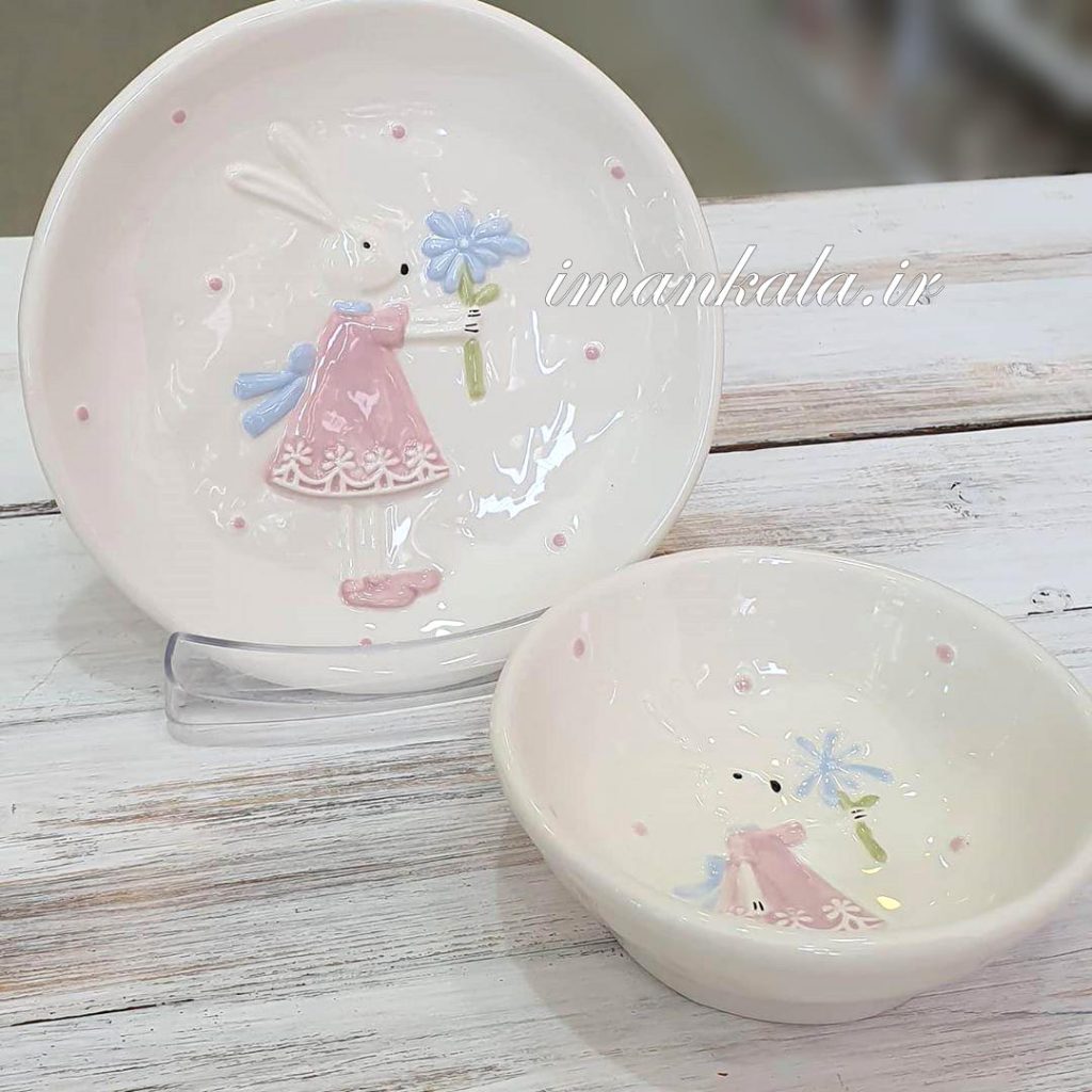Plate M بشقاب سرامیکی طرح خرگوش برجسته در ۲ رنگ