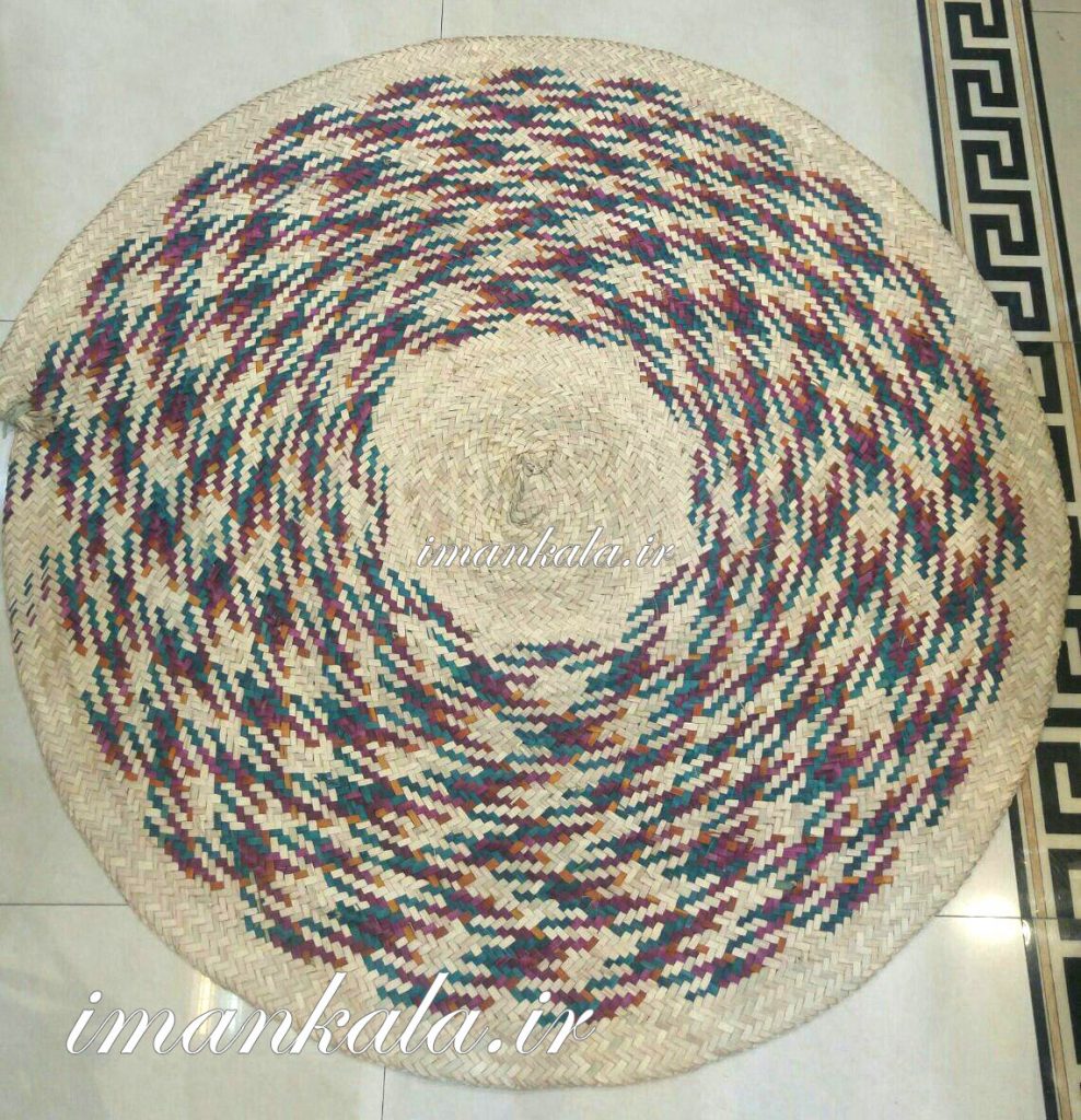 زیر انداز گرد رنگی بزرگ حصیری