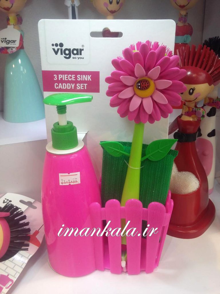 vigar ظرف جای مایع دست و ظرف شویی صورتی گلدار ویگار اسپانیا