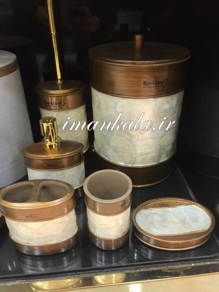 rasool مجموعه سرویس بهداشتی رزین سطل جای مسواک صابون مایع دست
