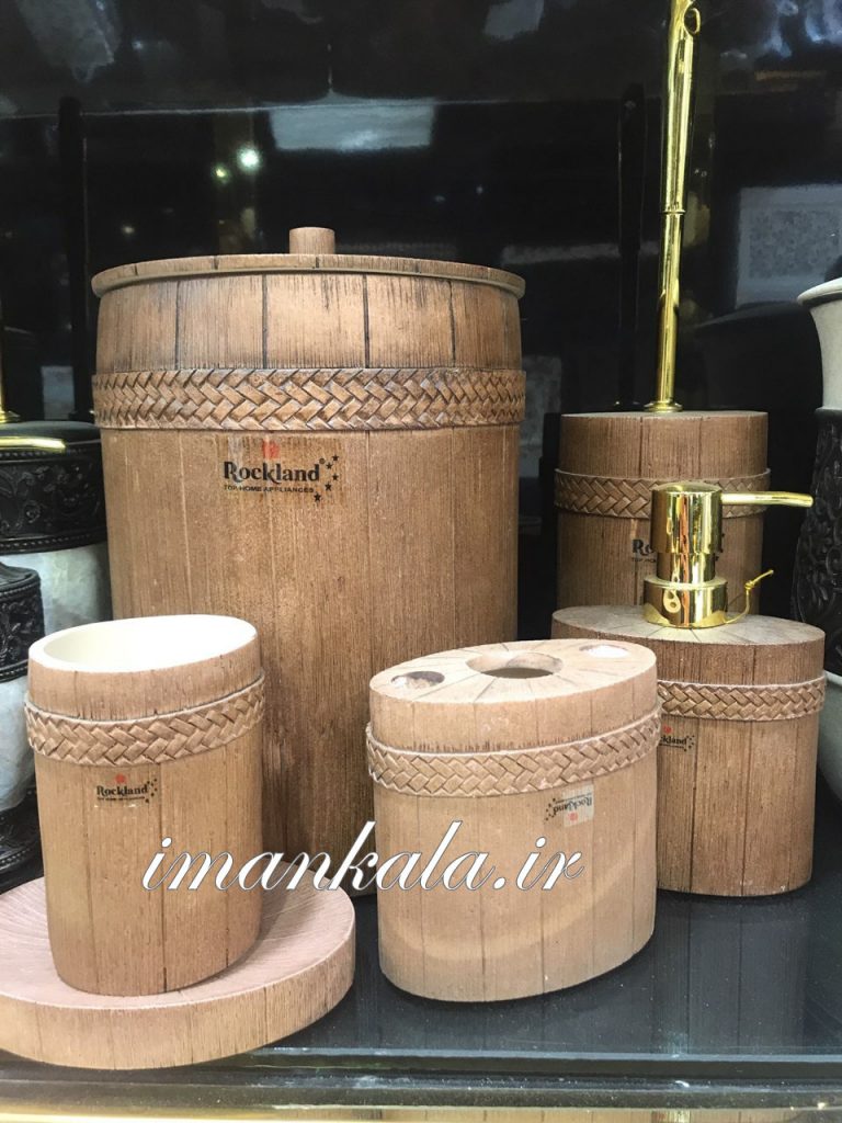 rasool مجموعه سرویس بهداشتی رزین سطل جای مسواک صابون مایع دست