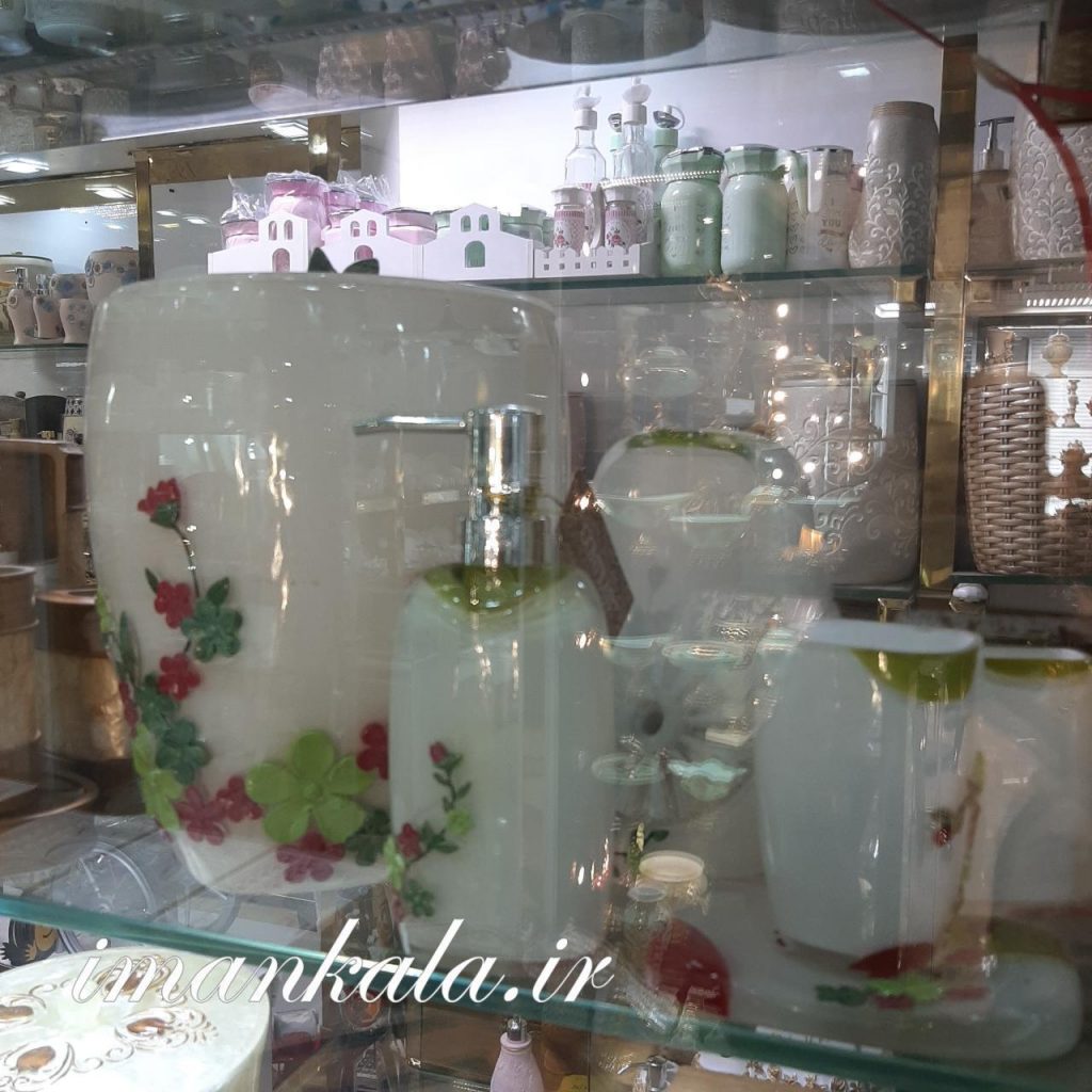 rasool مجموعه سرویس بهداشتی رزین سطل جای مسواک صابون مایع دست
