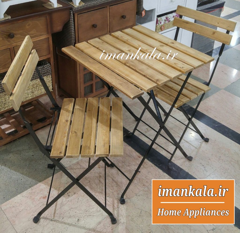میز صندلی چوبی فلزی تاشو
