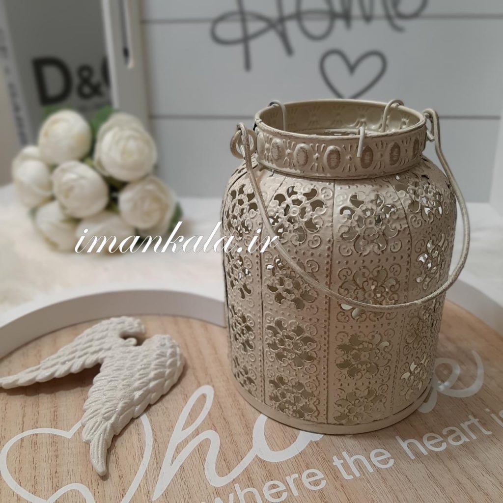 جای شمع فلزی بلوری دسته دار
