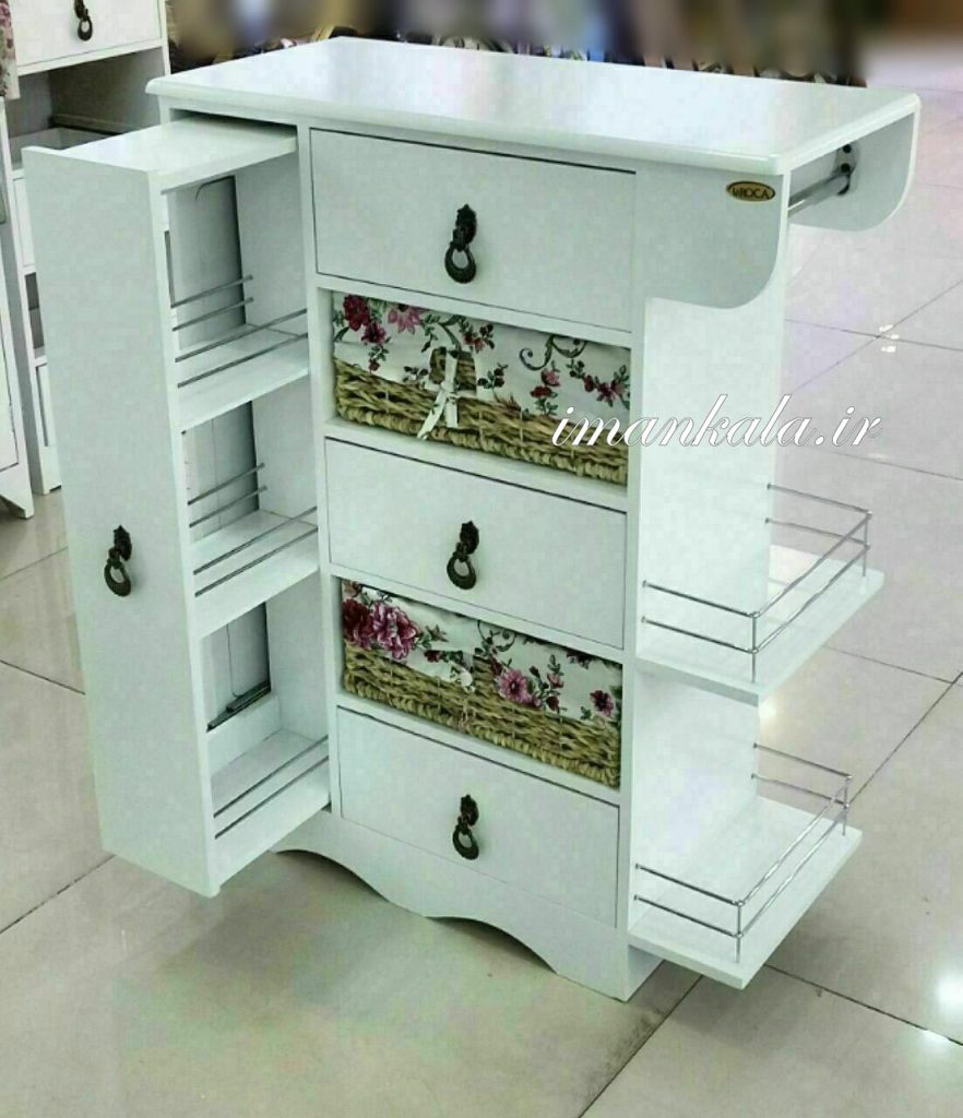 فایل دراور چوبی سوپر دار کشو جای لوازم بطری بانکه دستمال حوله کناری سبد حصیری سیب زمینی پیاز