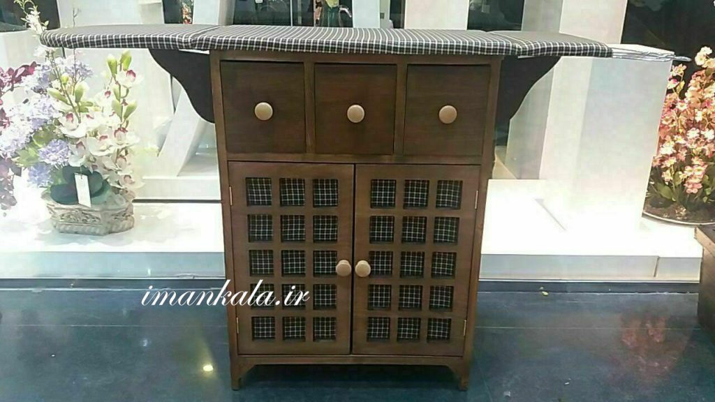 میز اتو فایل دراور کشو کمد چوبی جای لوازم لباس پارچه چهارخونه