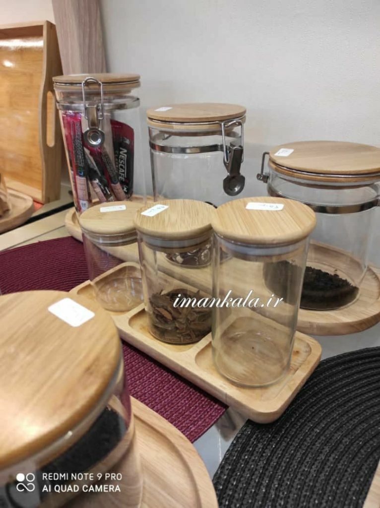 turkey bambum original بانکه درب ساده قفل دار ۳ تایی ظرف پذیرایی بامبو ترکیه اصل