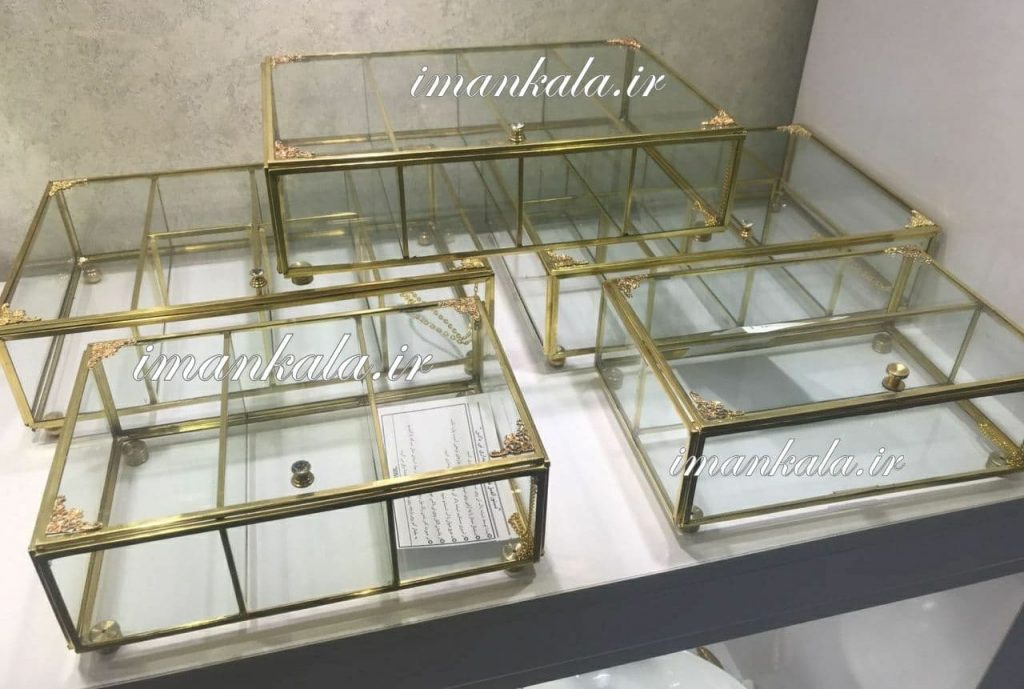 باکس جعبه پذیرایی برنجی بلوری