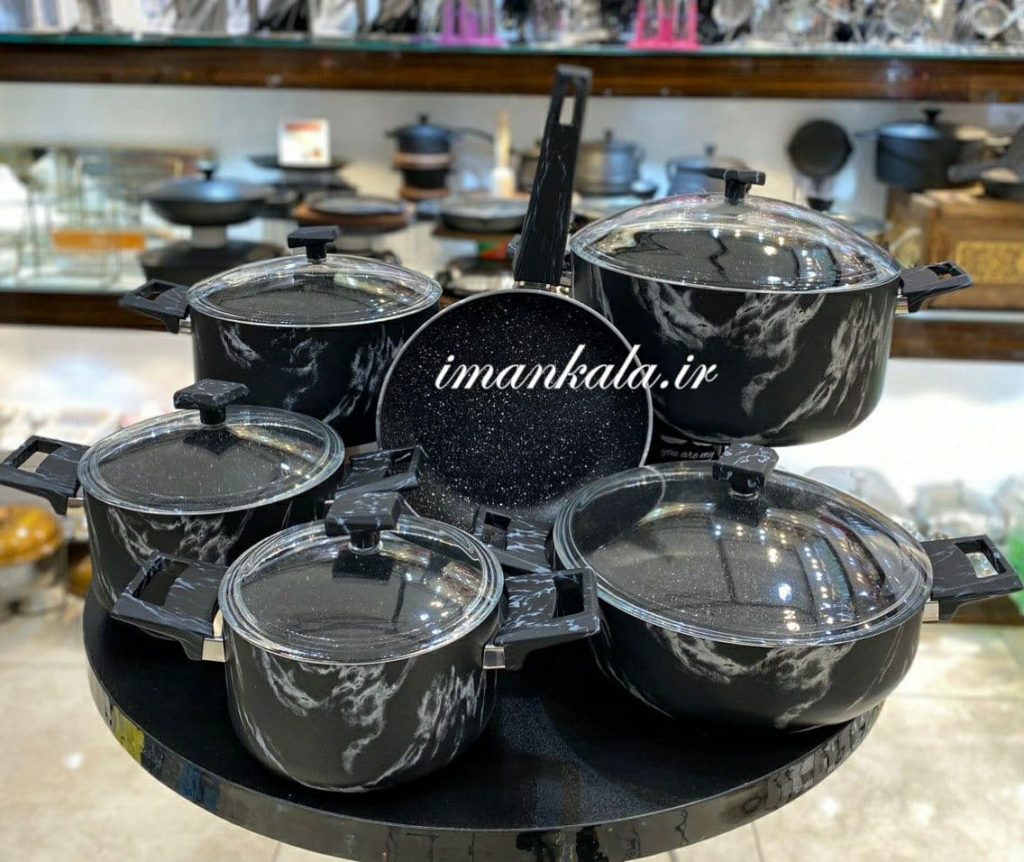 سرویس مجموعه قابلمه طرح سنگ مرمر دسته نسوز کابالیت