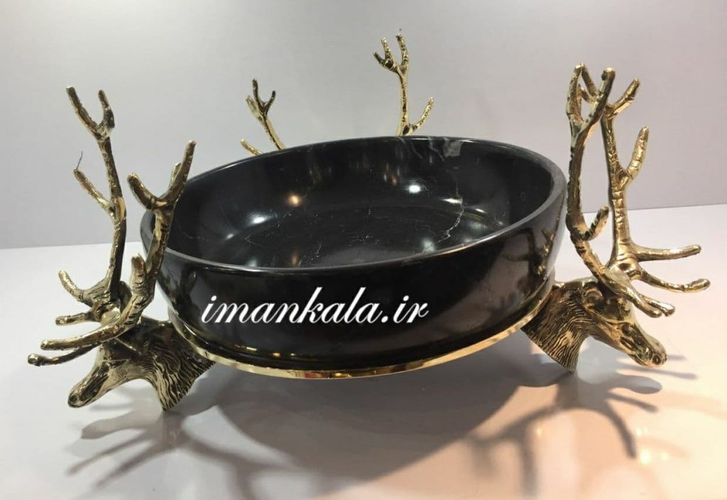 ظرف پذیرایی سنگ با پایه شاخ گوزن