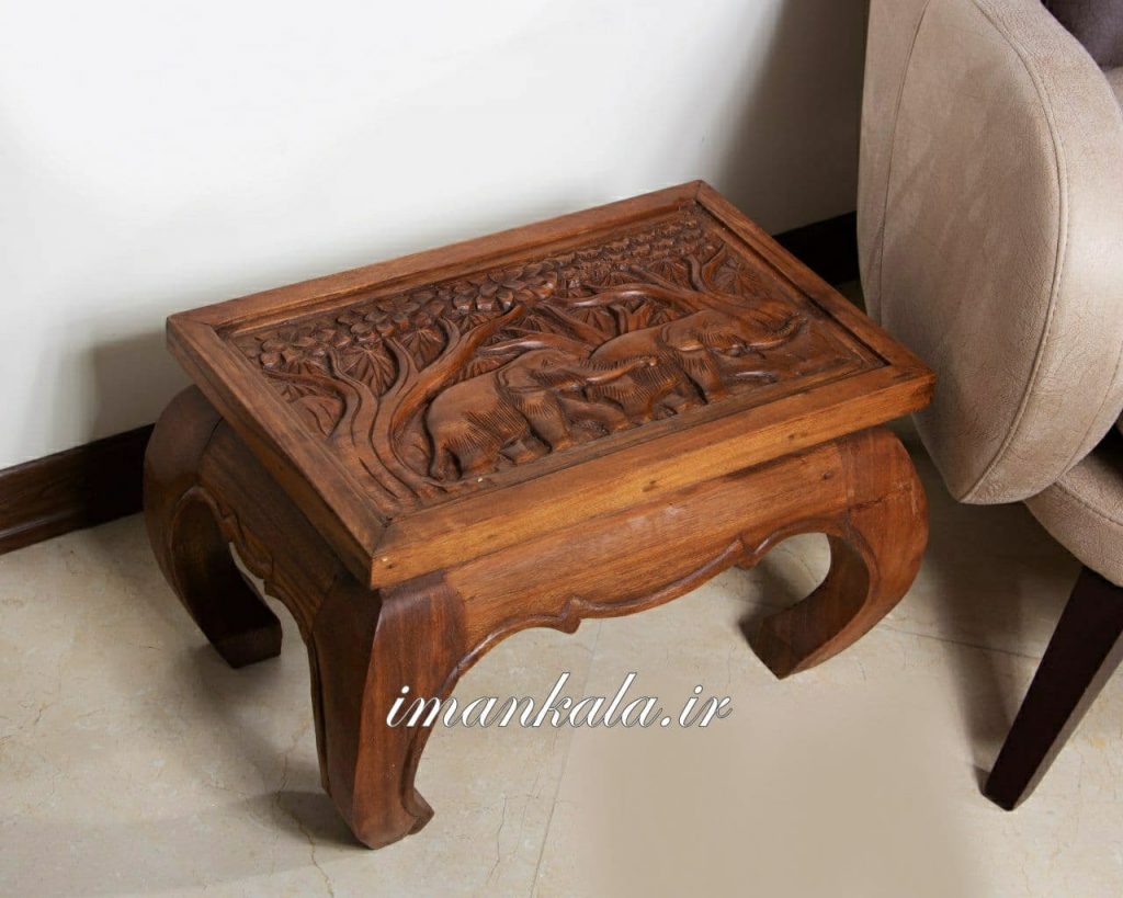 Tiland Original میز جلو مبل کنده کاری دست تیک وود تایلند