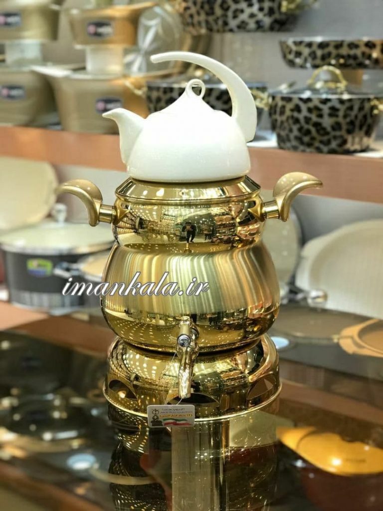 croup set کتری قوری استیل طلایی