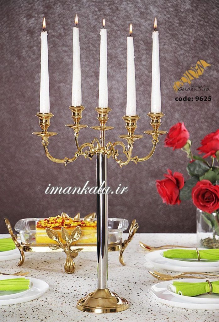 golden bird 9625 جای شمع ۵ شعله برنجی