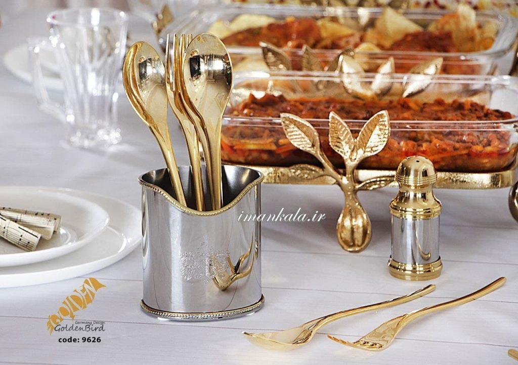 golden bird 9626 جای کارد چنگال قاشق برنجی