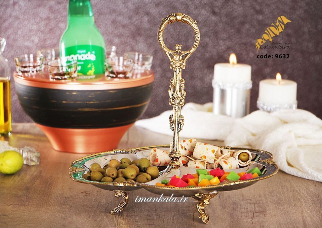 golden bird 9632 ظرف پذیرایی اردو ۳ خانه برنجی