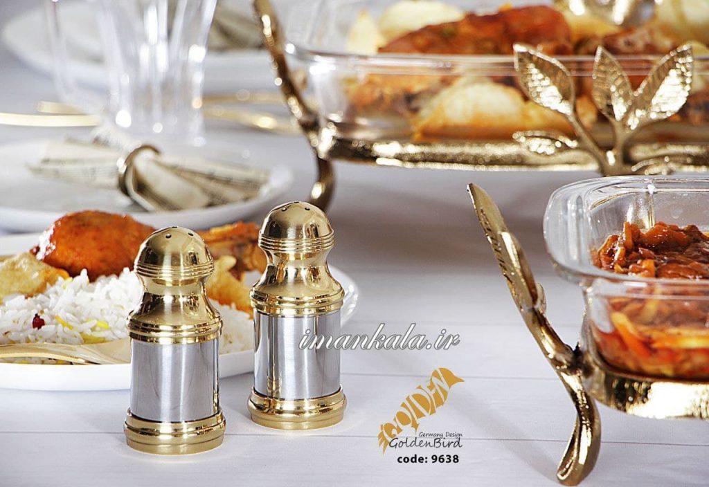 golden bird 9638 نمک فلفل ادویه پاش ۲ تایی برنجی