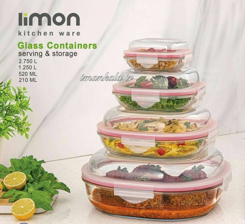 rasool limon مجموعه ست ظرف پذیرایی و نگهداری بلور لیمون