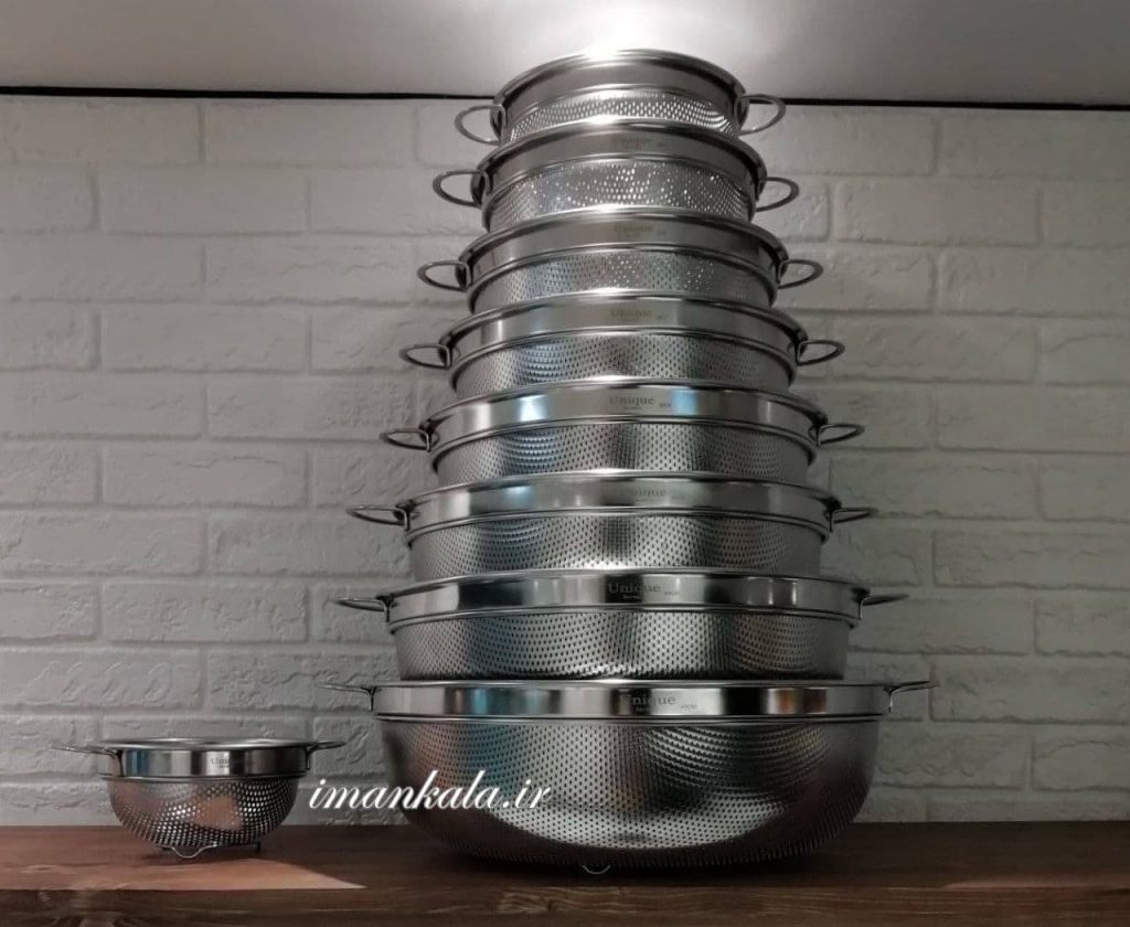 rasool unique آبکش استیل نگیر یونیک ۹ پارچه