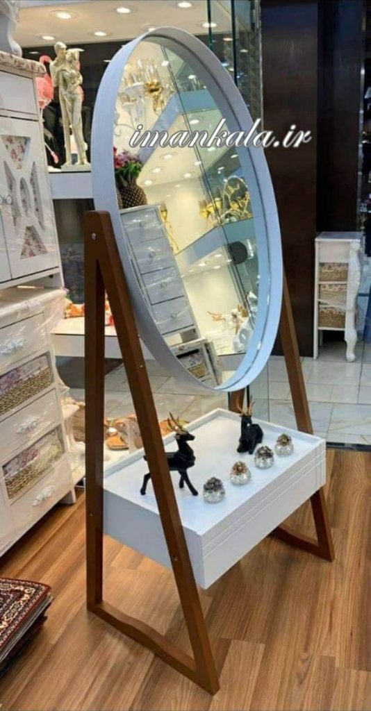 آینه کنسول قدی یک کشو چوبی