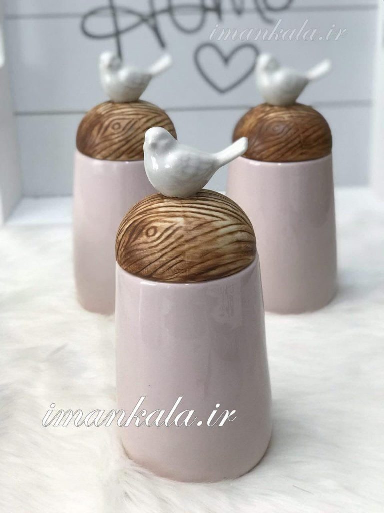 بانکه سرامیکی درب طرح درخت و پرنده