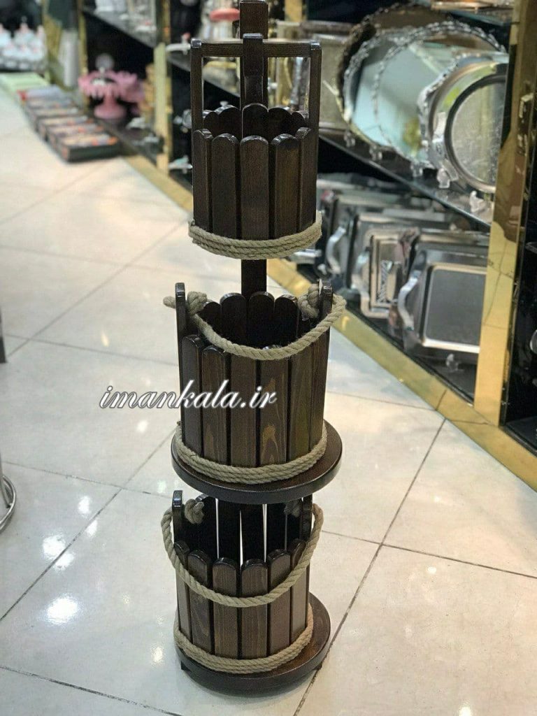 جای لوازم سیب زمینی پیاز تمام چوب ۳ طبقه