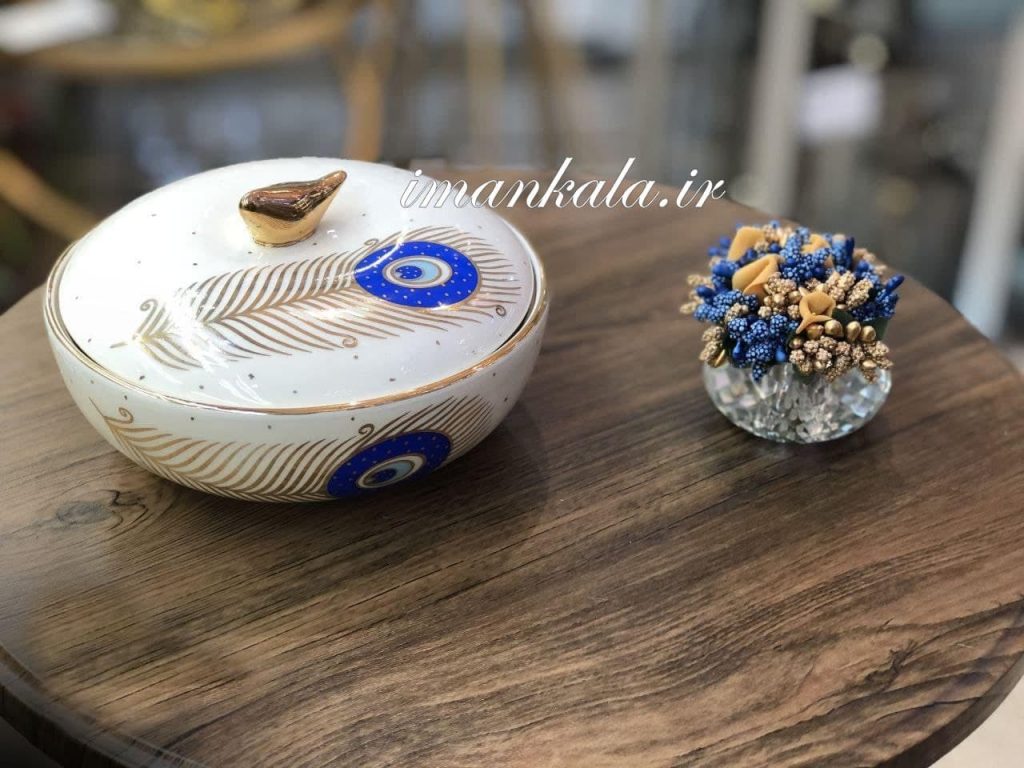 ظرف پذیرایی درب دار پرنده پر طاووس