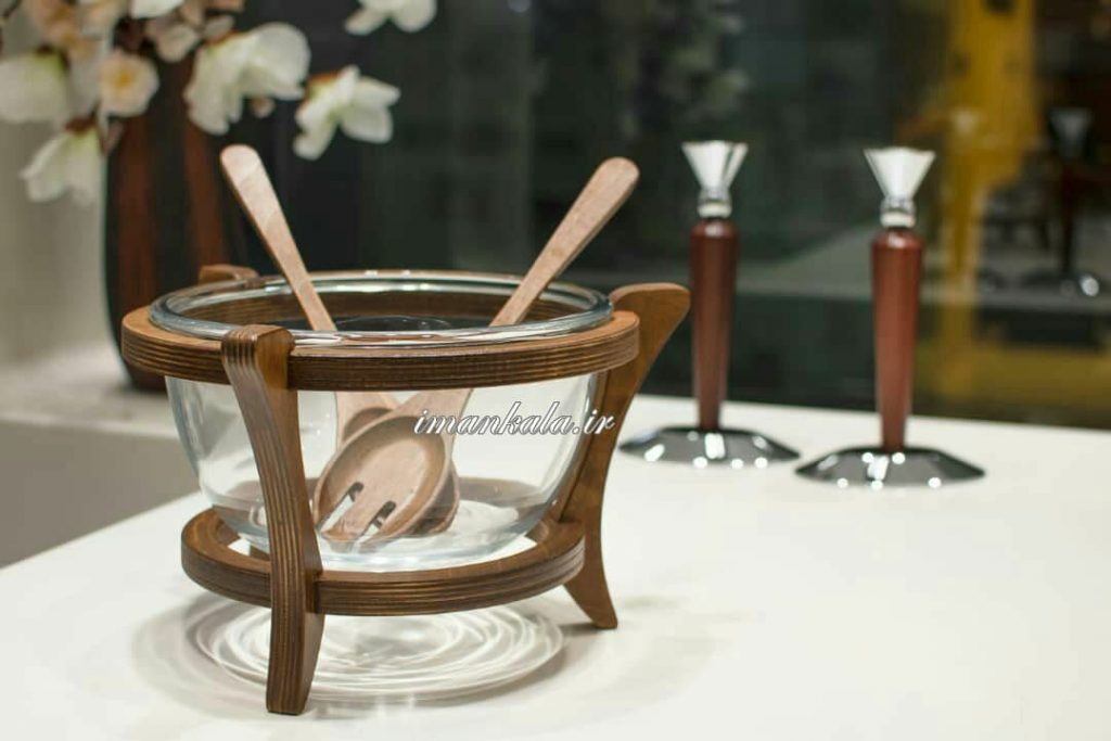 ظرف پذیرایی سالاد چوب و پیرکس