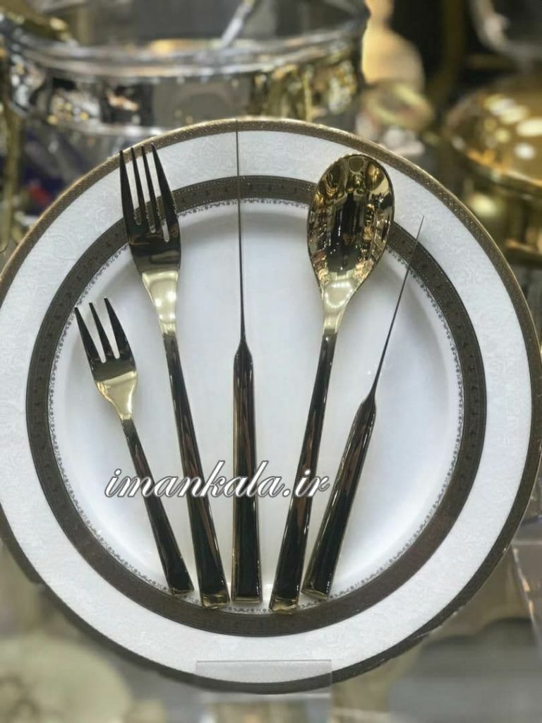 مجموعه سرویس قاشق چنگال طلایی ۲۴ نفره