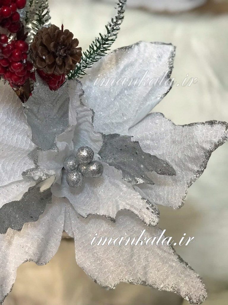 ۲۱۱۲۱۴ شاخه شکوفه گیلاس ذال ذالک برگ سفید نقره ای براق