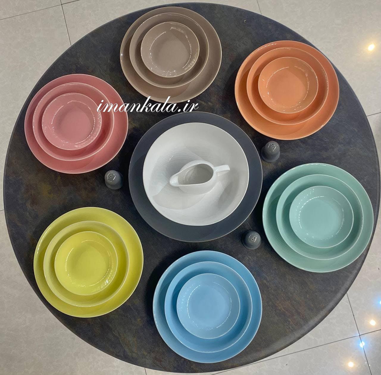 abjah مجموعه سرویس پذیرایی ۳۰ پارچه ۶ نفره استون ور تک رنگ ترکیبی