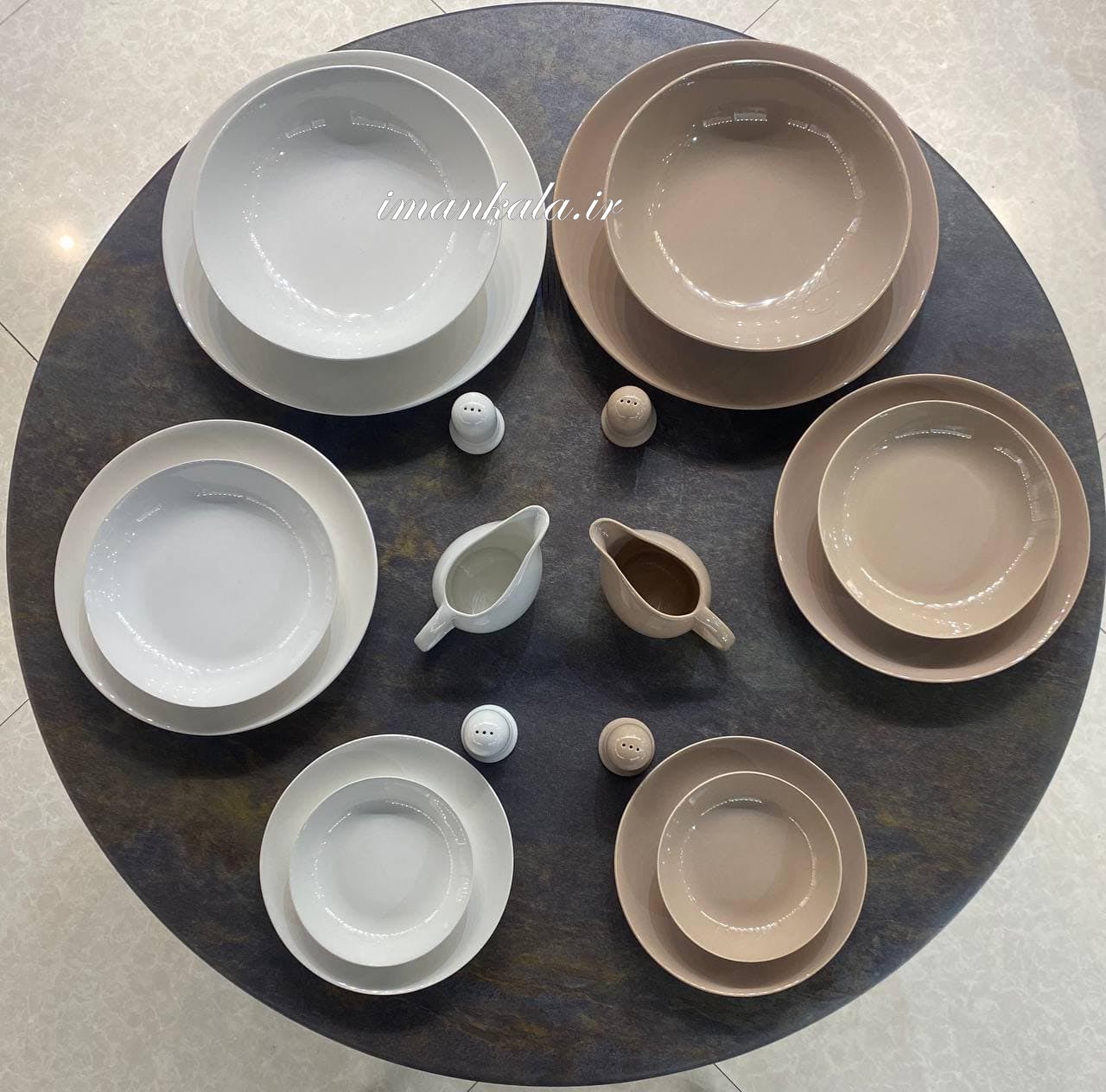 abjah مجموعه سرویس پذیرایی ۳۰ پارچه ۶ نفره استون ور تک رنگ ترکیبی - Image 6